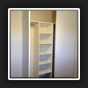 Left side has long hanging and shelf tower unit with adjustable shelves.