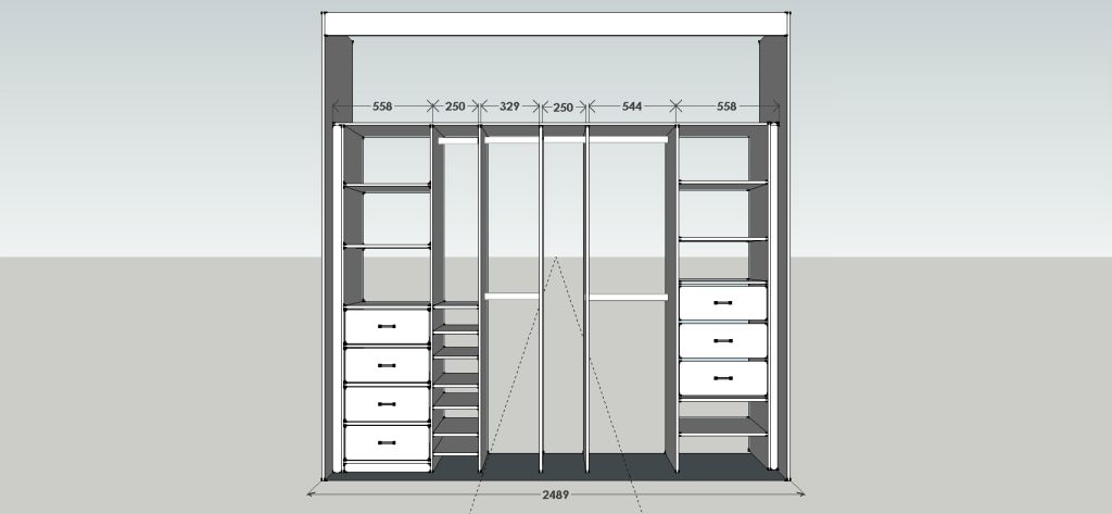 Our

consultant will listen to your requirements and advise of the best

storage solution. They will generate a 3D CAD image of your new

wardrobe and email to you for your feedback. Want to change the design?

With our in house software we can change the design and re-quote it in

minutes.